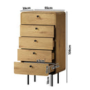Natural 5 Drawer Tallboy Dresser with Metal Handles