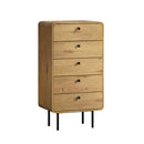 Natural 5 Drawer Tallboy Dresser with Metal Handles