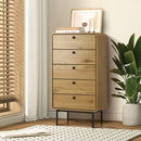 Natural 5 Drawer Tallboy Dresser with Metal Handles