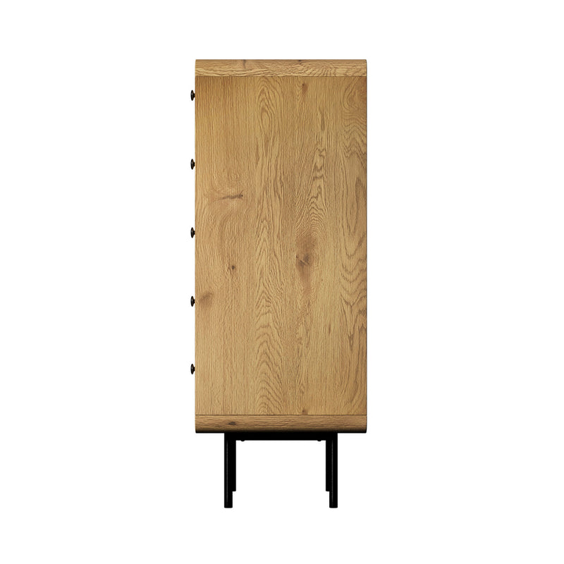 Natural 5 Drawer Tallboy Dresser with Metal Handles