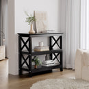 Black Wooden 3 Tier Console Table with X Design