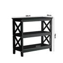 Black Wooden 3 Tier Console Table with X Design