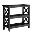 Black Wooden 3 Tier Console Table with X Design