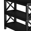 Black Wooden 3 Tier Console Table with X Design