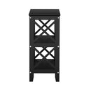 Black Wooden 3 Tier Console Table with X Design