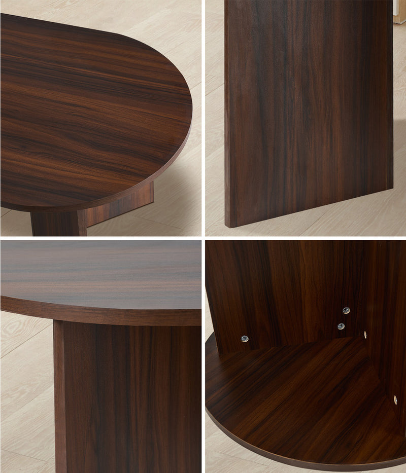 Walnut Timber Oval Coffee Table Sofa End Table