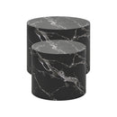 Set of 2 Black Marble Effect Round Coffee Tables