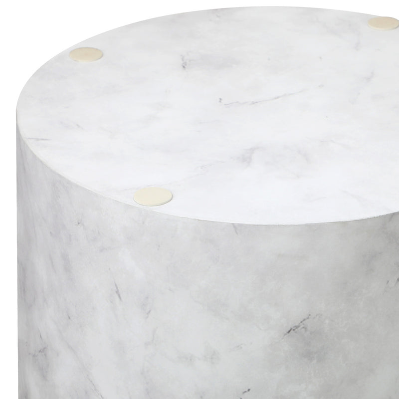 Set of 2 White Marble Effect Round Coffee Tables