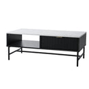 Black and White Sofa End Coffee Table with 1 Drawer and Open Shelf