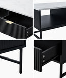 Black and White Sofa End Coffee Table with 1 Drawer and Open Shelf