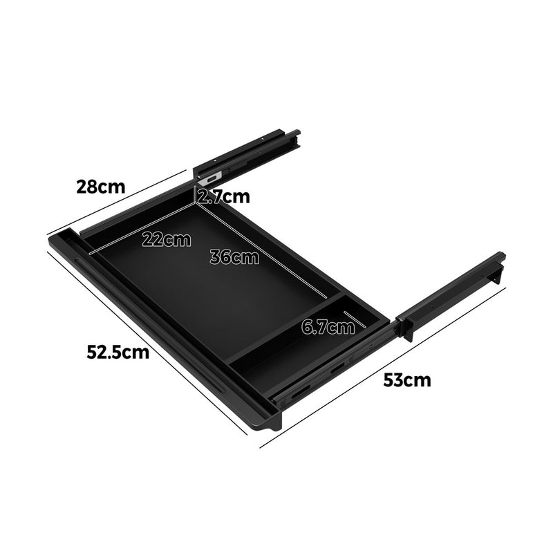 Black Under Desk Pull-Out Sliding Drawer Tray