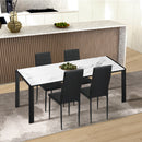 Set of 4 Black High-Back Faux Leather Dining Chairs