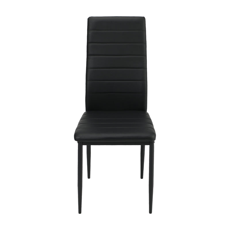 Set of 4 Black High-Back Faux Leather Dining Chairs