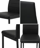 Set of 4 Black High-Back Faux Leather Dining Chairs