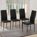 Set of 4 Black High-Back Faux Leather Dining Chairs