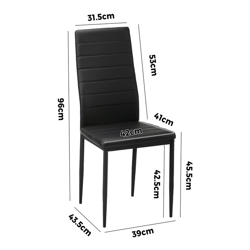 Set of 4 Black High-Back Faux Leather Dining Chairs
