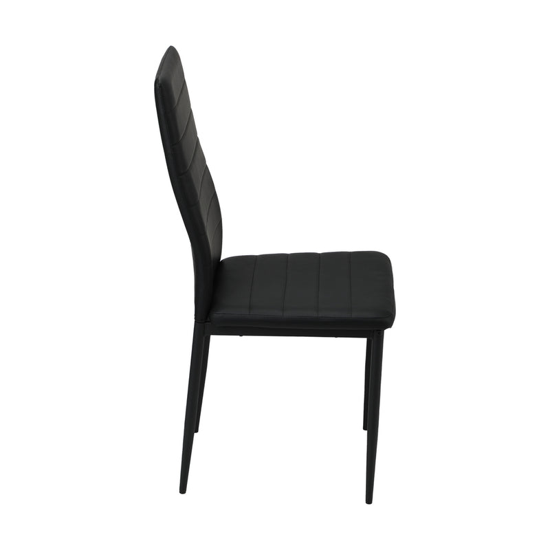Set of 4 Black High-Back Faux Leather Dining Chairs