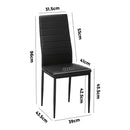 Set of 6 Black High-Back Faux Leather Dining Chairs