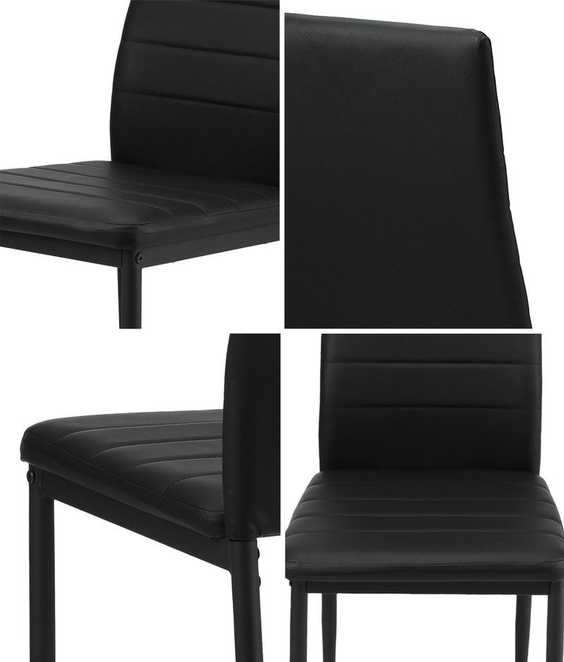 Set of 6 Black High-Back Faux Leather Dining Chairs