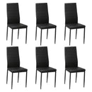 Set of 6 Black High-Back Faux Leather Dining Chairs