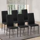 Set of 6 Black High-Back Faux Leather Dining Chairs