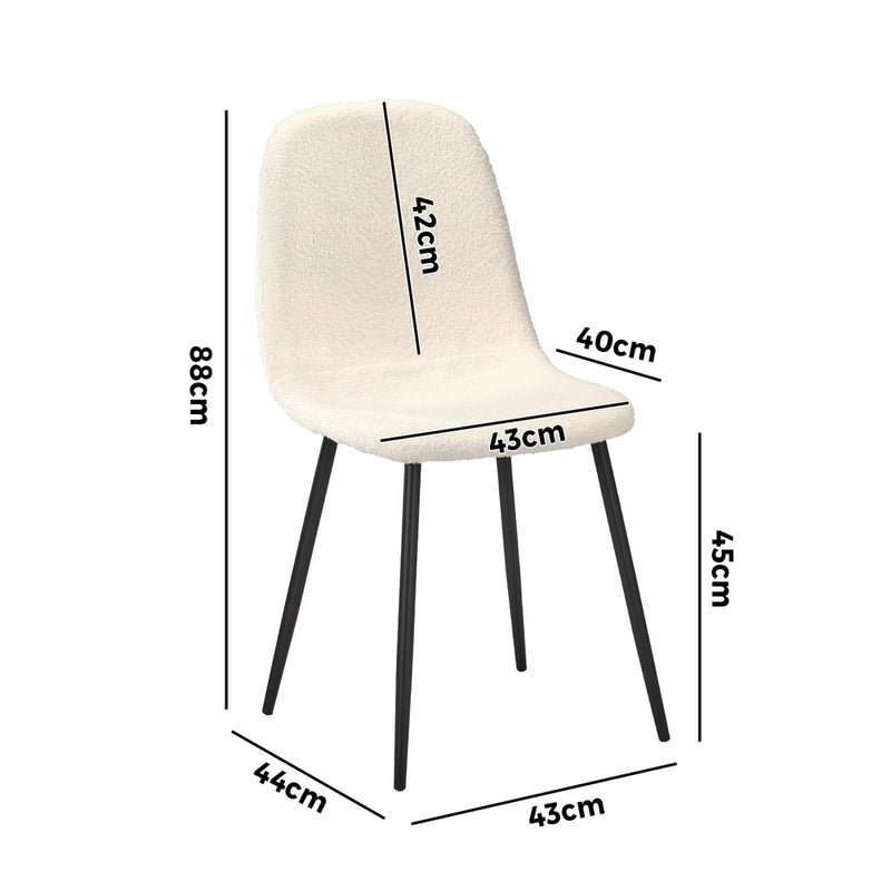 Set of 2 White and Black Sherpa Dining Chairs