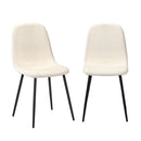 Set of 2 White and Black Sherpa Dining Chairs