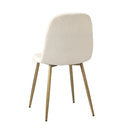 Set of 2 White Sherpa Dining Chairs with Golden Legs
