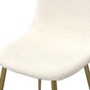 Set of 2 White Sherpa Dining Chairs with Golden Legs