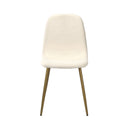 Set of 2 White Sherpa Dining Chairs with Golden Legs