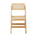 Set of 2 Wooden Folding Rattan Dining Chairs