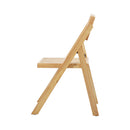 Set of 2 Wooden Folding Rattan Dining Chairs