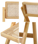 Set of 2 Wooden Folding Rattan Dining Chairs