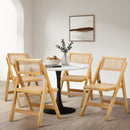 Set of 2 Wooden Folding Rattan Dining Chairs