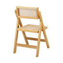 Set of 2 Wooden Folding Rattan Dining Chairs