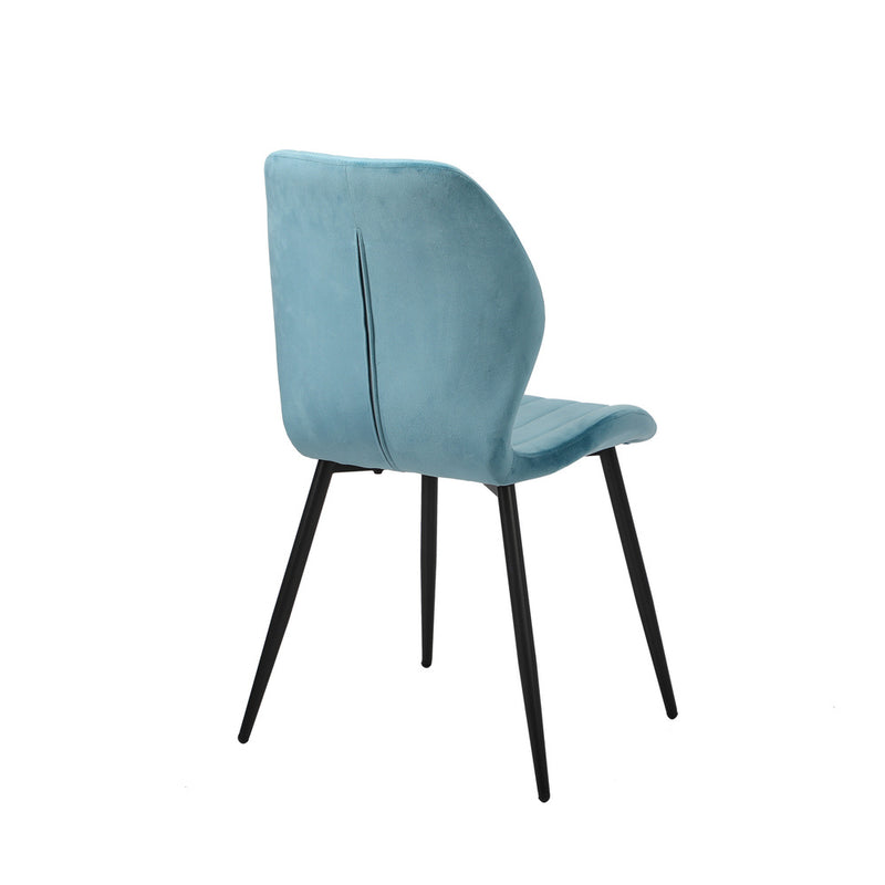 Set of 2 Blue Velvet Armless Dining Chairs with Padded Seats