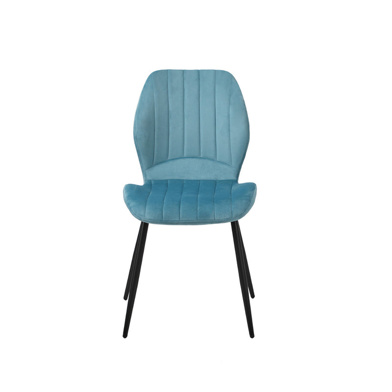 Set of 2 Blue Velvet Armless Dining Chairs with Padded Seats