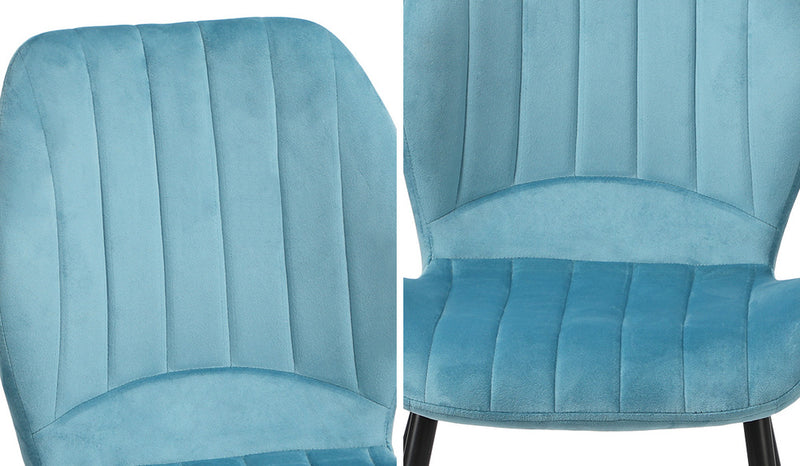 Set of 2 Blue Velvet Armless Dining Chairs with Padded Seats