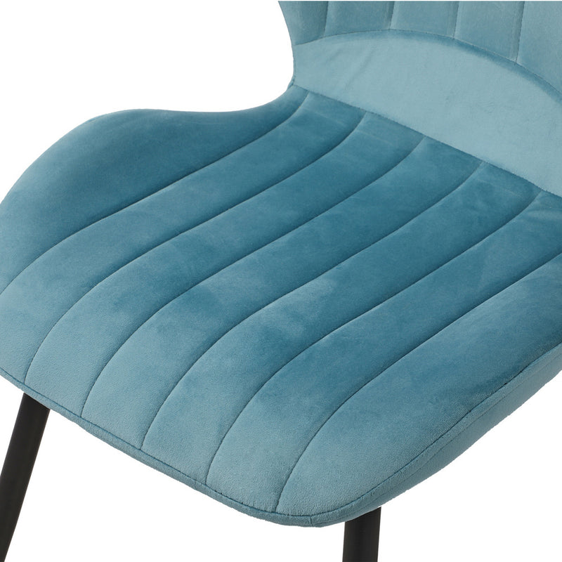 Set of 2 Blue Velvet Armless Dining Chairs with Padded Seats