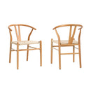 Set of 2 Wooden Wishbone Shaped Dining Chairs