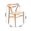 Set of 2 Wooden Wishbone Shaped Dining Chairs