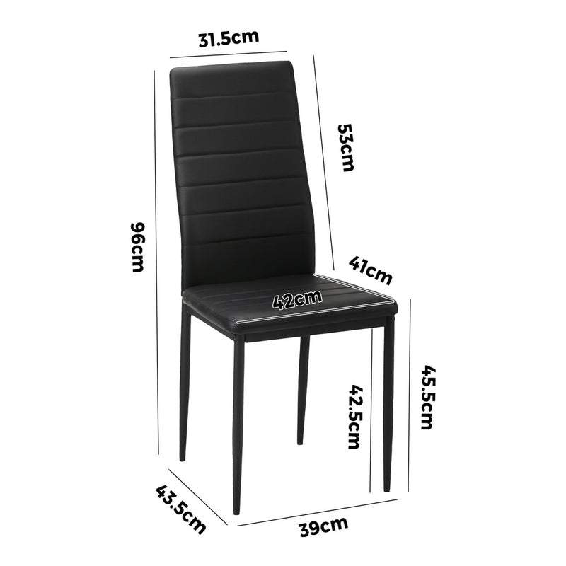 120cm Black Wooden Rectangle Dining Table with 4 Dining Chairs