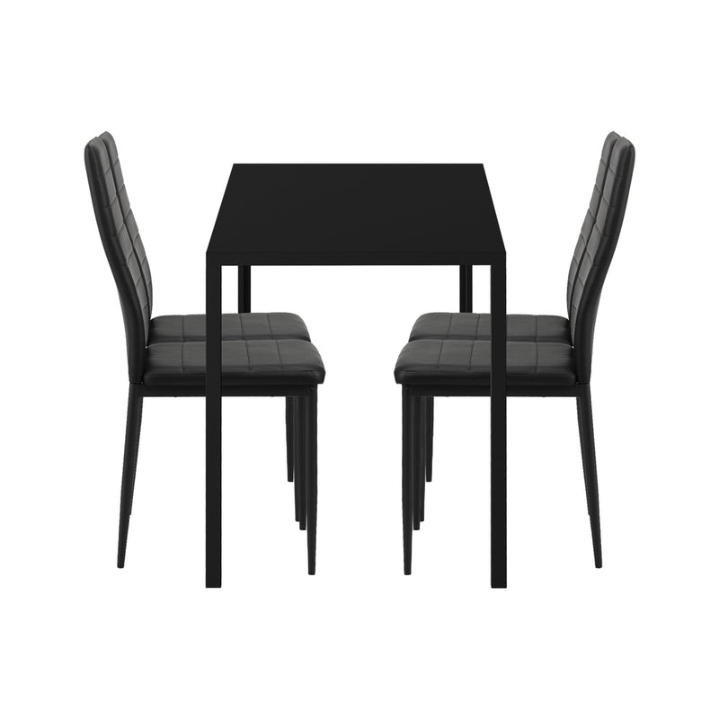 120cm Black Wooden Rectangle Dining Table with 4 Dining Chairs