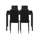 120cm Black Wooden Rectangle Dining Table with 4 Dining Chairs