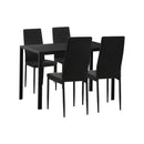 120cm Black Wooden Rectangle Dining Table with 4 Dining Chairs
