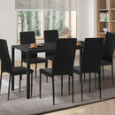 140cm Black Wooden Rectangle Dining Table with 6 Dining Chairs