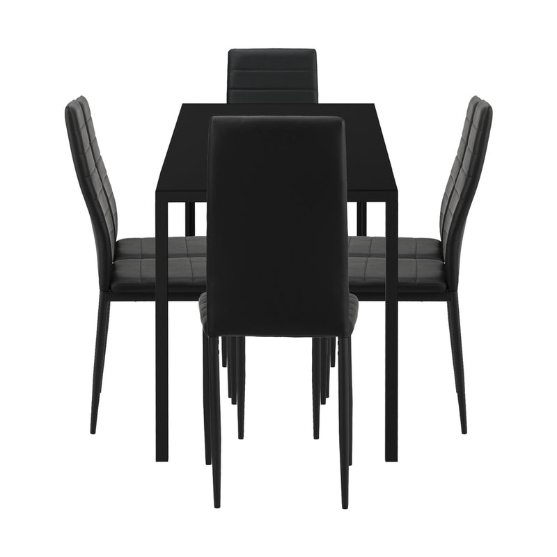 140cm Black Wooden Rectangle Dining Table with 6 Dining Chairs