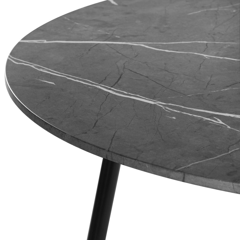 110cm Grey and Black PU Round Dining Table with 4 Dining Chairs
