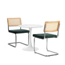 60cm Green Velvet Round Dining Table with 2 Dining Chairs