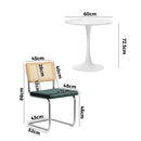 60cm Green Velvet Round Dining Table with 2 Dining Chairs